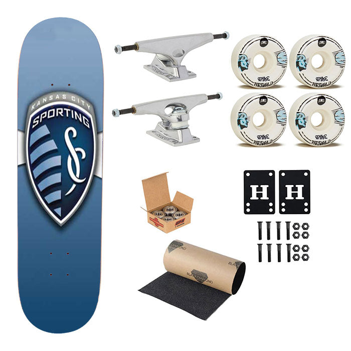 Mls Sporting Kc Stripe Skateboard Complete Board 8.0" X 31.75"