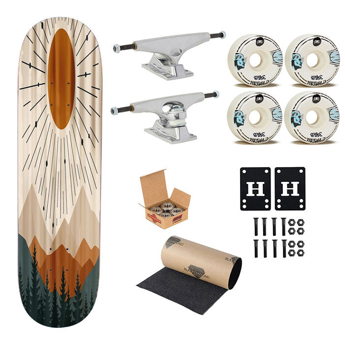 Modern Sunburst Forest Skateboard Complete Board 8.0" X 31.75"