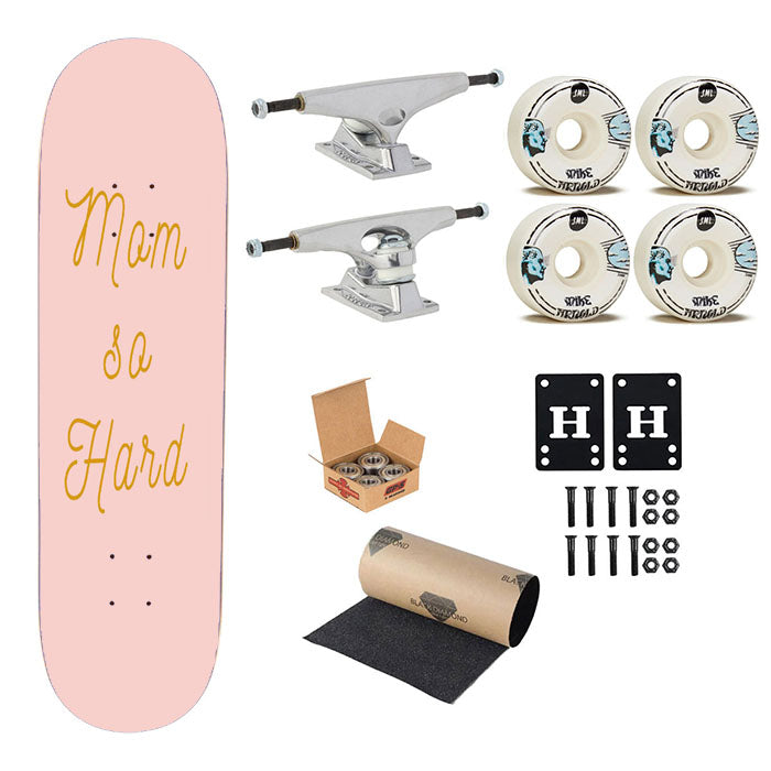 Mom So Hard Momlife Motherhood Momming Pink Skateboard Complete Board 8.0" X 31.75"