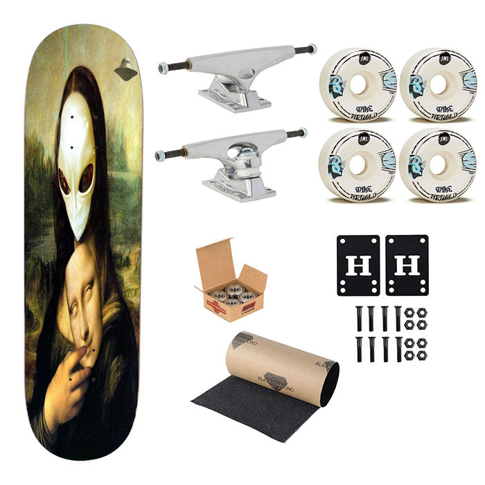 Mona Lisa Alien Skateboard Complete Board 8.0" X 31.75"
