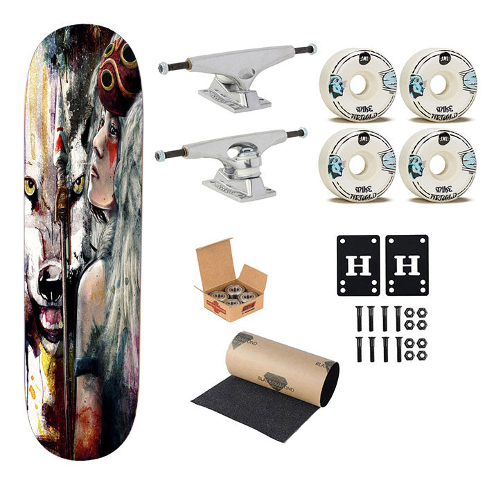 Mononoke Hime And The Spirit Of The Wolf Skateboard Complete Board 8.0" X 31.75"