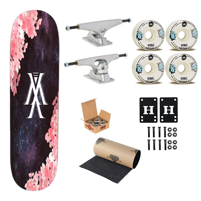 Monsta X Symbol Galaxy Flowers Skateboard Complete Board 8.0" X 31.75"