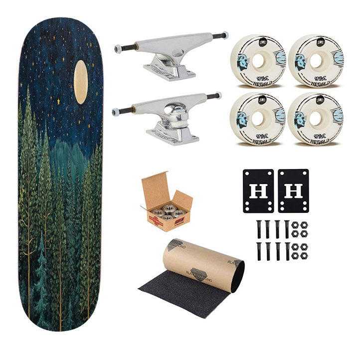 Moonlit Evergreen Forest Skateboard Complete Board 8.0" X 31.75"