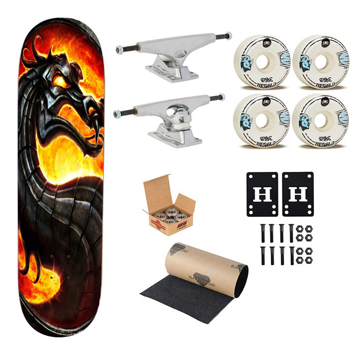 Mortal Kombat Dragon Game Skateboard Complete Board 8.0" X 31.75"