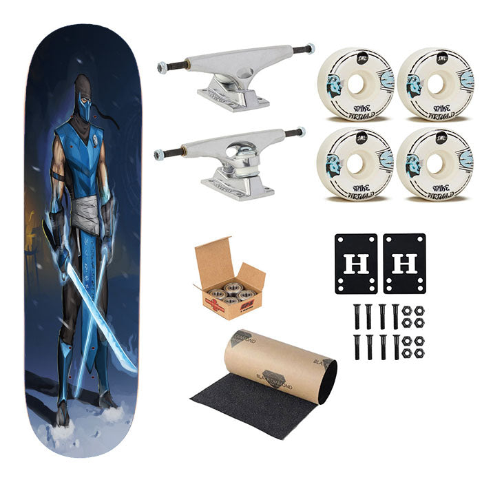Mortal Kombat Sub Zero Skateboard Complete Board 8.0" X 31.75"