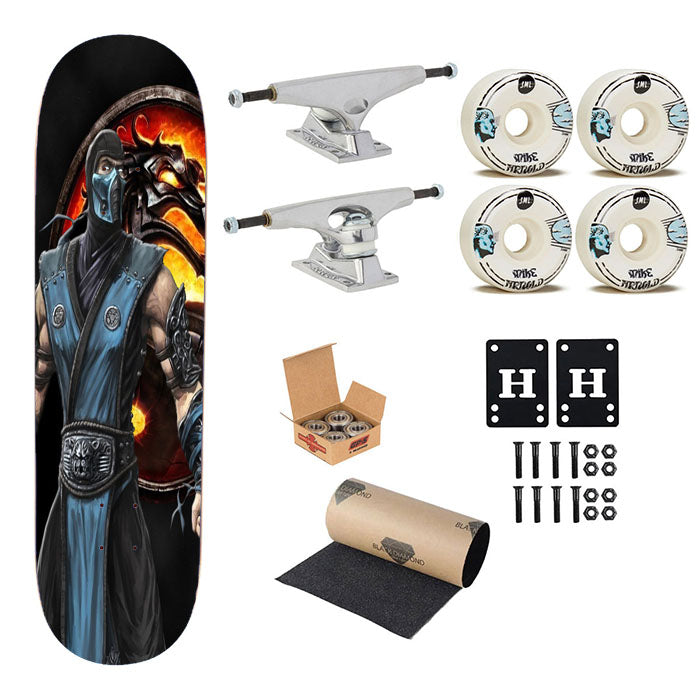 Mortal Kombat Sub Zero Dragon Logo Skateboard Complete Board 8.0" X 31.75"