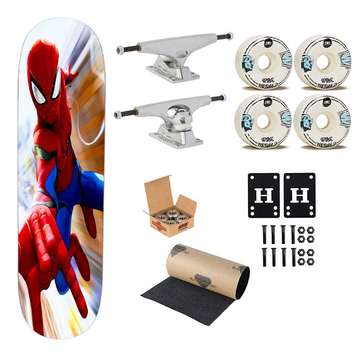Moving Fast Spiderman Art Skateboard Complete Board 8.0" X 31.75"