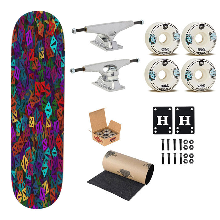 Multicolor Dota Logo Pattern Skateboard Complete Board 8.0" X 31.75"