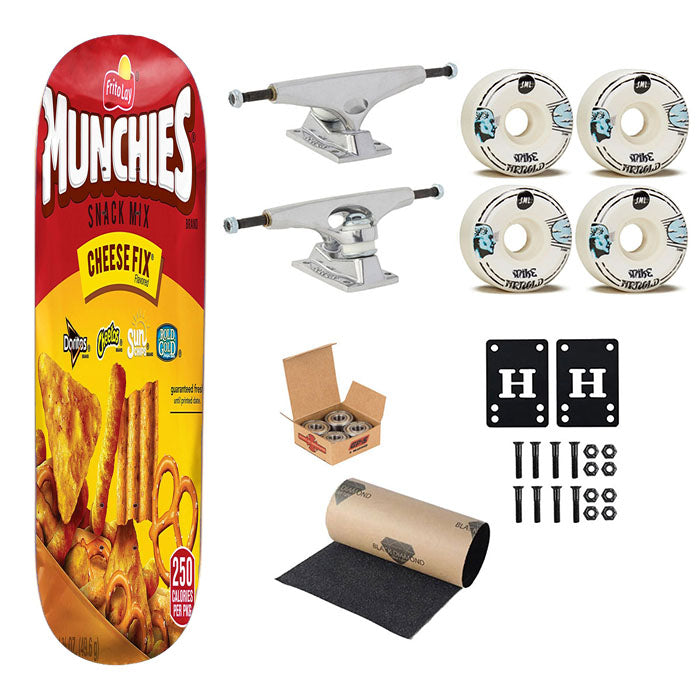 Munchies Cheese Fix Mix Snack Doritos Cheetos Sun Skateboard Complete Board 8.0" X 31.75"
