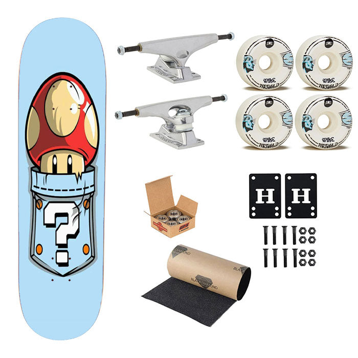 Mushroom Mario Skateboard Complete Board 8.0" X 31.75"