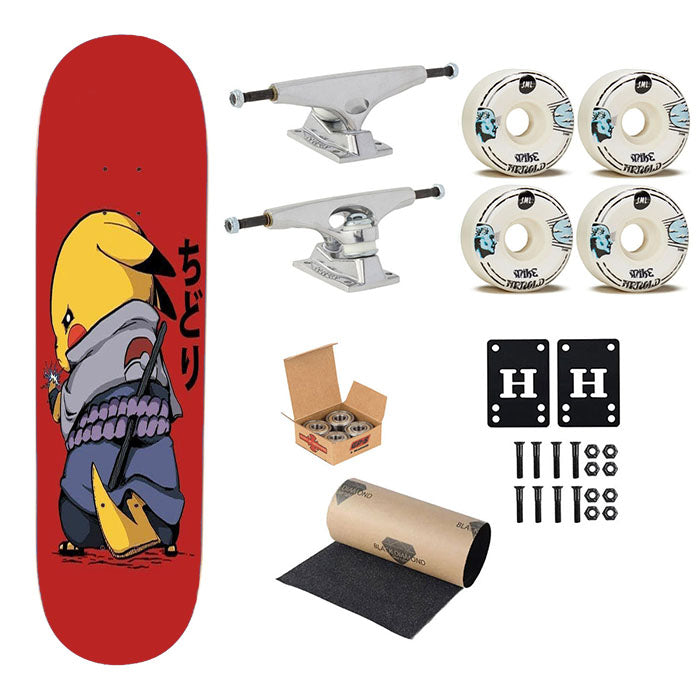 Naruto Pikachu Sasuke Skateboard Complete Board 8.0" X 31.75"