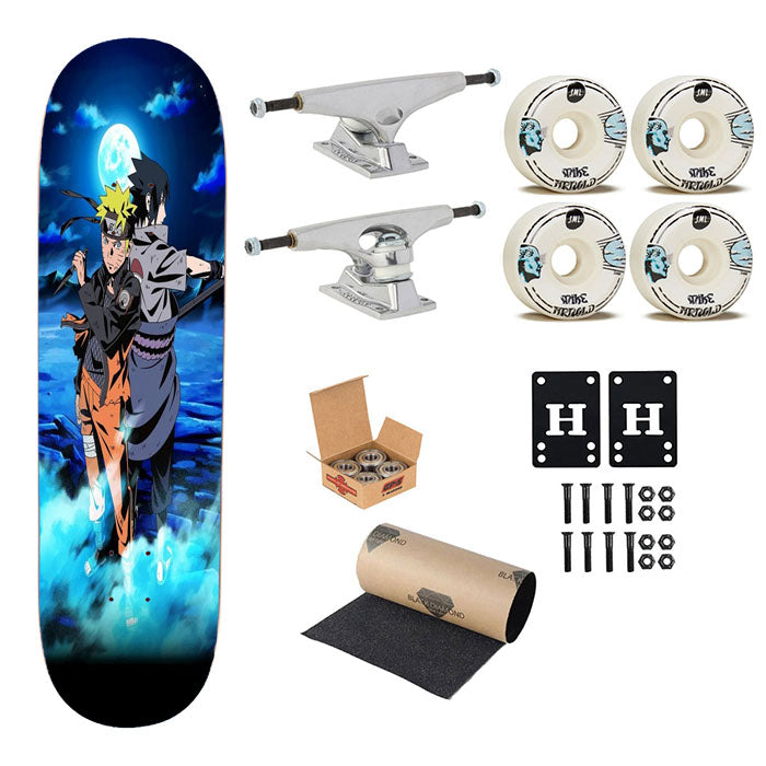 Naruto X Sasuke Fight Under Blue Moon Skateboard Complete Board 8.0" X 31.75"