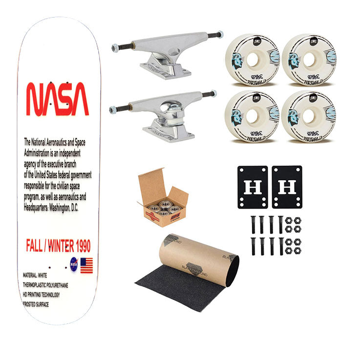Nasa Quotes On White Skateboard Complete Board 8.0" X 31.75"