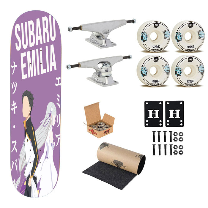 Natsuki Subaru Emilia Re-Zero Anime Skateboard Complete Board 8.0" X 31.75"