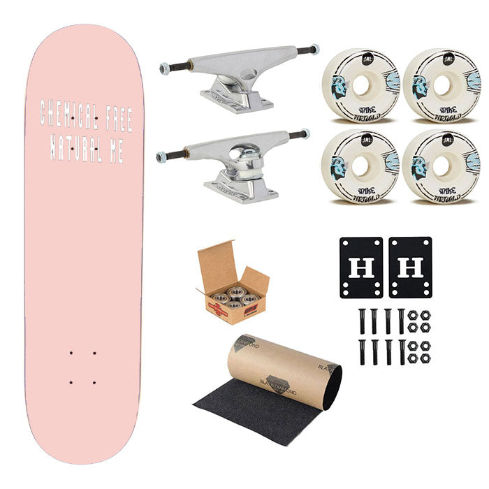 Natural Hair Chemical Free Naturally Me Pink Skateboard Complete Board 8.0" X 31.75"