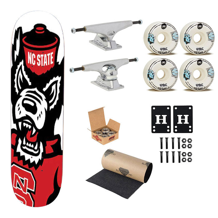 Nc State Wolf Logo Skateboard Complete Board 8.0" X 31.75"