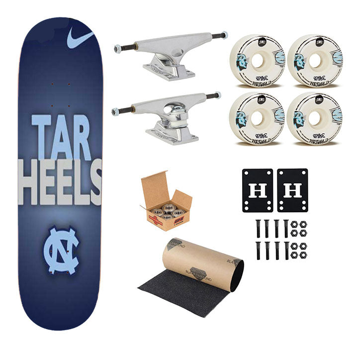 Nc Tar Heels Blues Skateboard Complete Board 8.0" X 31.75"