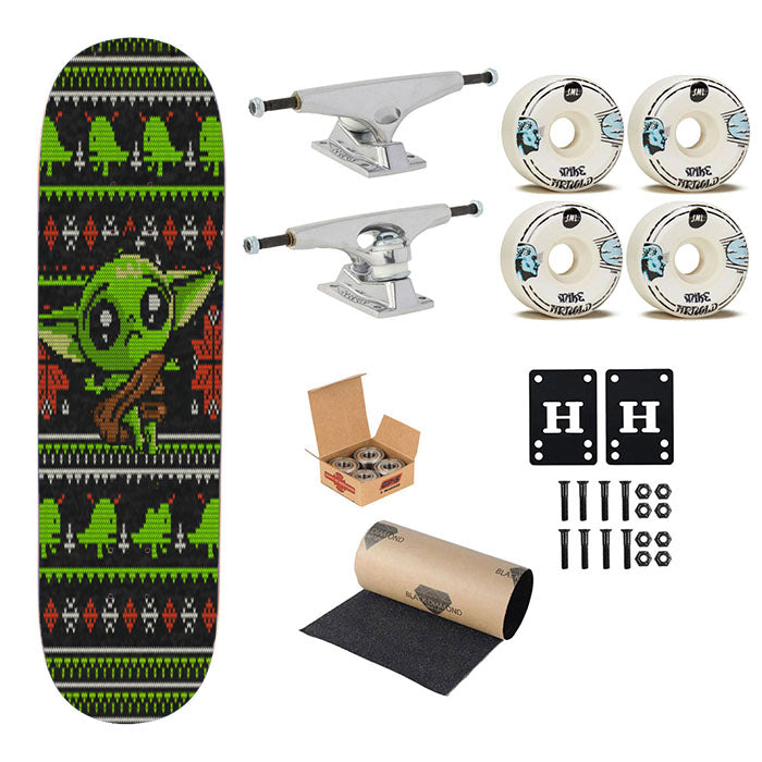 New Baby Yoda Stitch 8Bit Sweater Skateboard Complete Board 8.0" X 31.75"