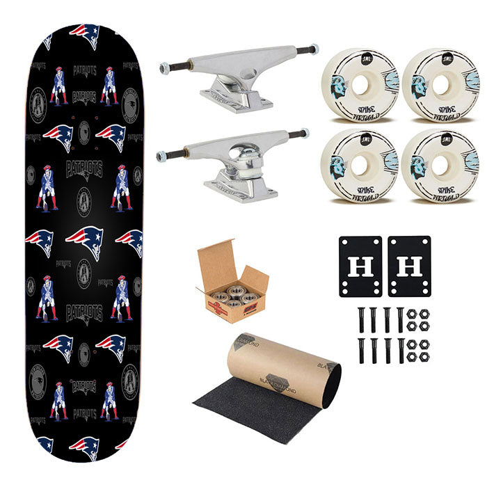 New England Patriots Logo Pattern Skateboard Complete Board 8.0" X 31.75"