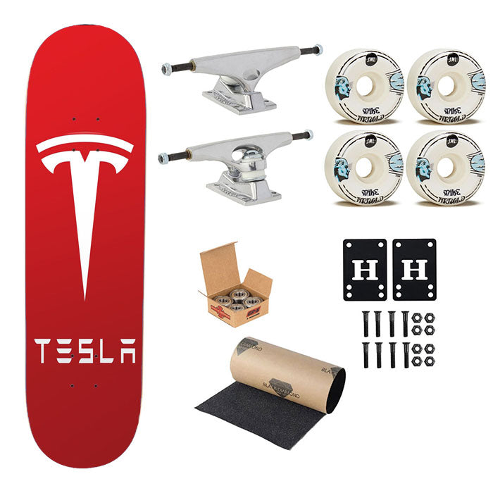 New Tesla Motors Logo Skateboard Complete Board 8.0" X 31.75"