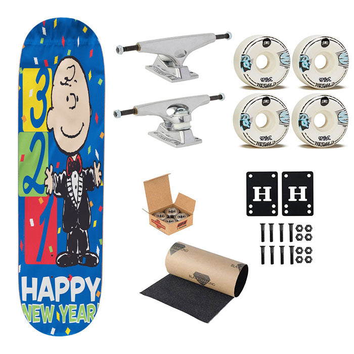 New Years Charlie Brown Skateboard Complete Board 8.0" X 31.75"