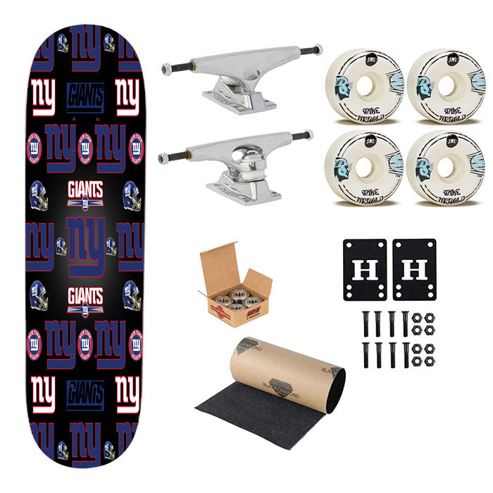 New York Giants Logo Pattern Skateboard Complete Board 8.0" X 31.75"