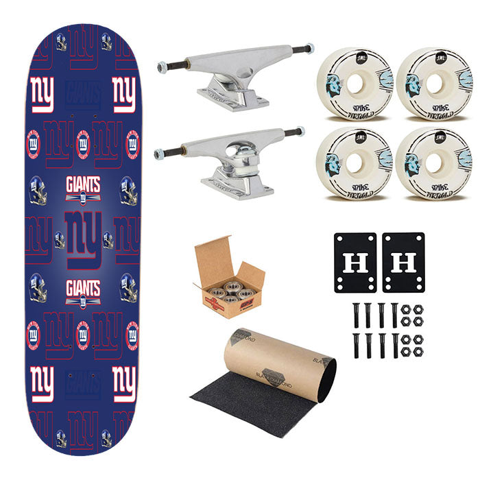 New York Giants Logo Pattern Blue Skateboard Complete Board 8.0" X 31.75"