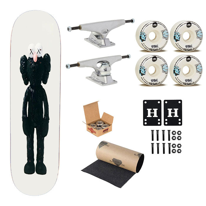 New York Kaws Black Sculpture Skateboard Complete Board 8.0" X 31.75"