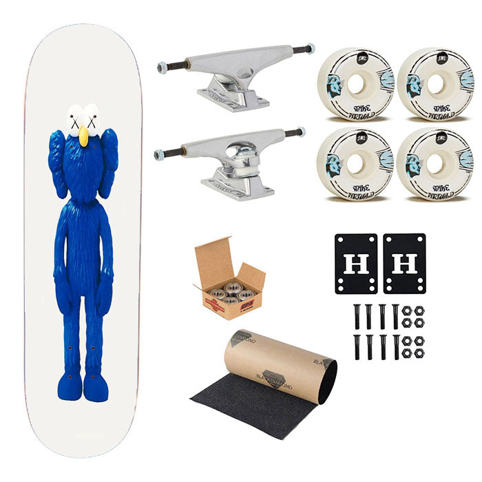 New York Kaws Blue Sculpture Skateboard Complete Board 8.0" X 31.75"