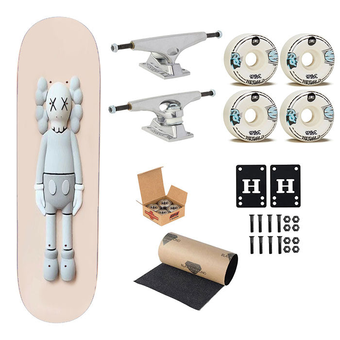 New York Kaws Grey Skateboard Complete Board 8.0" X 31.75"