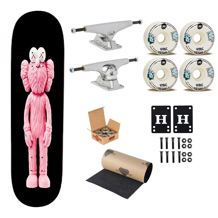 New York Kaws Pink Sculpture Skateboard Complete Board 8.0" X 31.75"