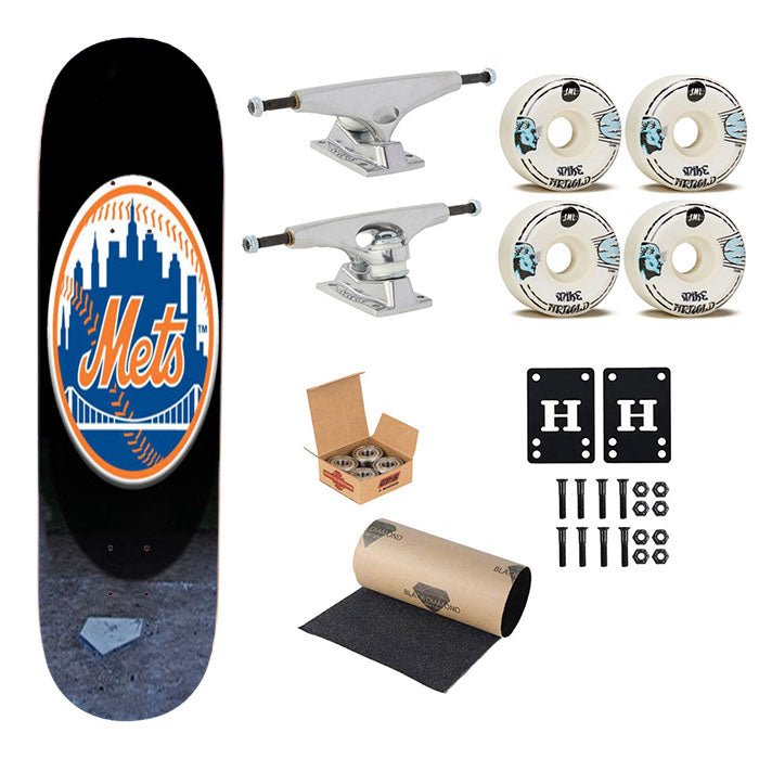 New York Mets Fade To Black Skateboard Complete Board 8.0" X 31.75"