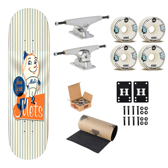 New York Mets Logo Baseball 2 Skateboard Complete Board 8.0" X 31.75"