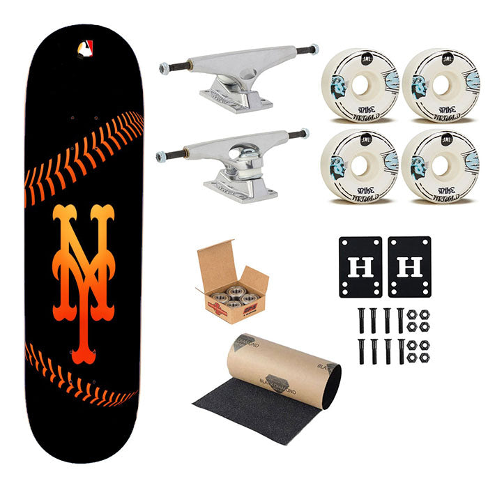 New York Mets Mlb Logo Skateboard Complete Board 8.0" X 31.75"