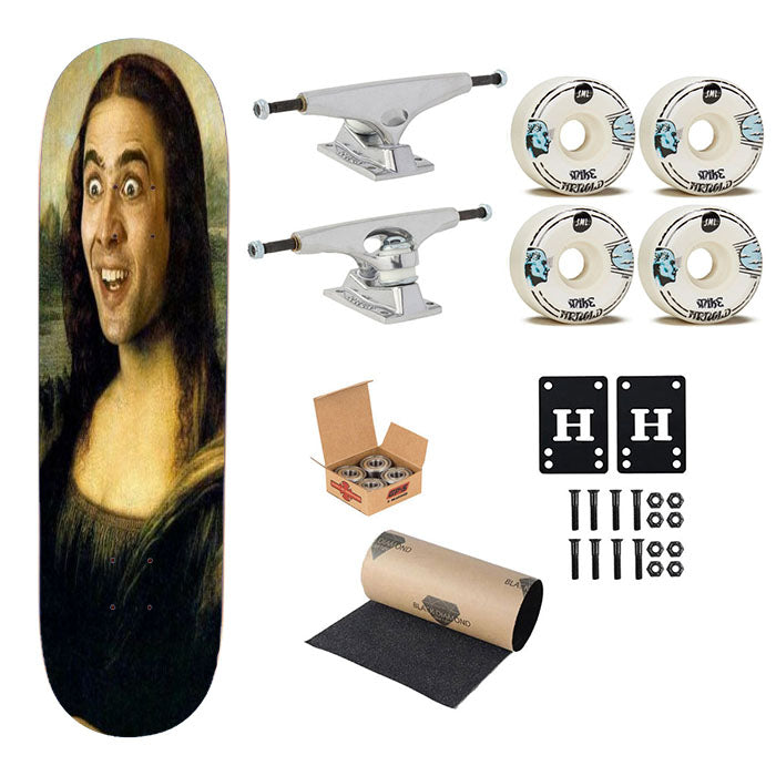 Nicolas Cage As Mona Lisa Skateboard Complete Board 8.0" X 31.75"