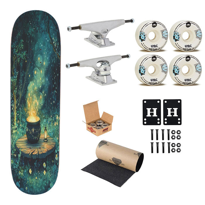 Night Forest Magic Cauldron Skateboard Complete Board 8.0" X 31.75"
