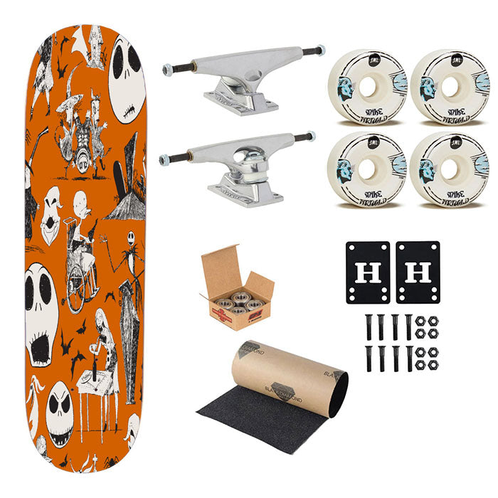 Nightmare Before Christmas Halloween Cotton Fabric Skateboard Complete Board 8.0" X 31.75"