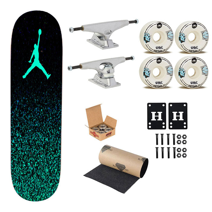 Nike Air Jordan Jump Mint Glitter Skateboard Complete Board 8.0" X 31.75"