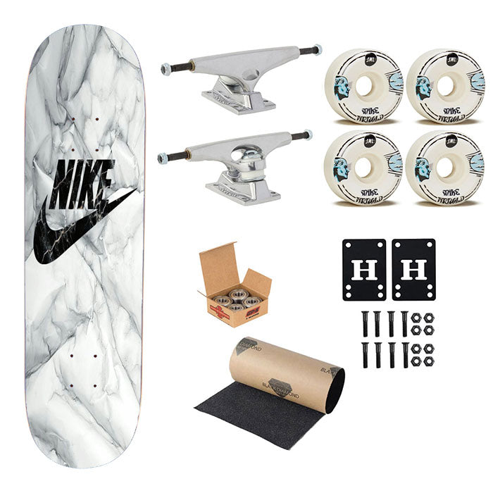 Nike Art White Glossy Skateboard Complete Board 8.0" X 31.75"