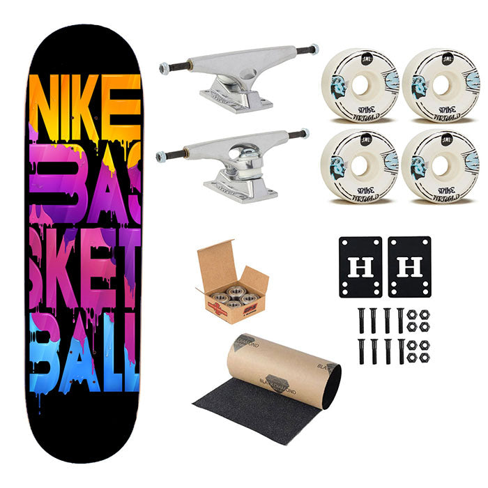 Nike Basket Ball Art Design Skateboard Complete Board 8.0" X 31.75"
