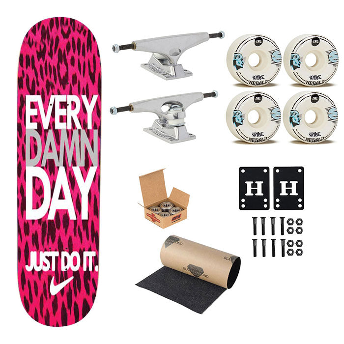 Nike Do It Every Day Pink Leapord Skateboard Complete Board 8.0" X 31.75"
