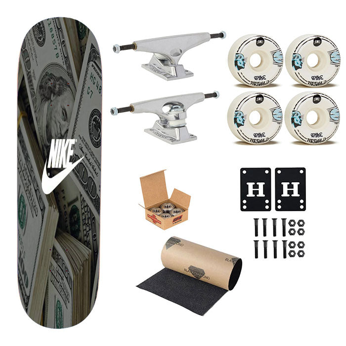 Nike Dollars Background Skateboard Complete Board 8.0" X 31.75"