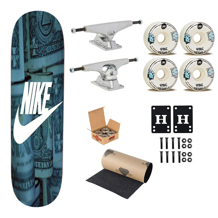 Nike Dollars White Skateboard Complete Board 8.0" X 31.75"