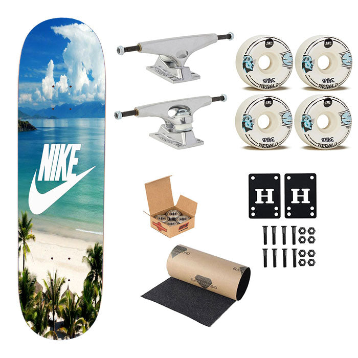 Nike Green Beach Skateboard Complete Board 8.0" X 31.75"