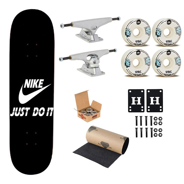 Nike Just Do It Black Skateboard Complete Board 8.0" X 31.75"