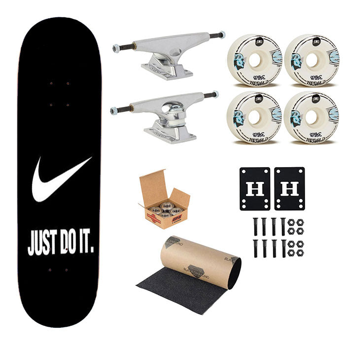 Nike Just Do It Black White Skateboard Complete Board 8.0" X 31.75"