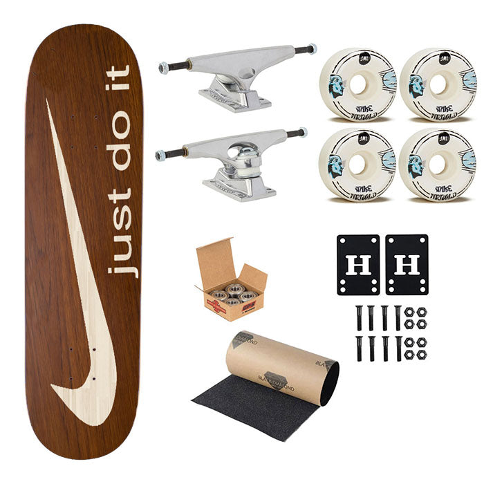 Nike Just Do It Cream Wood Skateboard Complete Board 8.0" X 31.75"