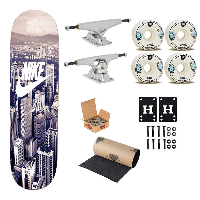Nike Logo City Skyline Skateboard Complete Board 8.0" X 31.75"