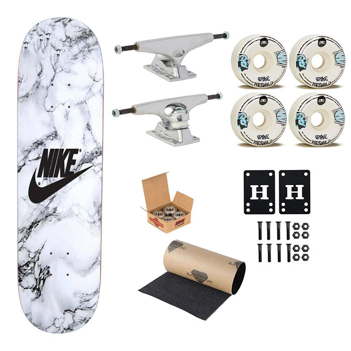Nike Logo Marble Skateboard Complete Board 8.0" X 31.75"