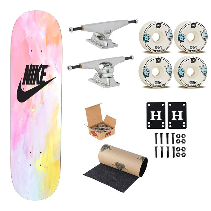 Nike Logo Watercolor Skateboard Complete Board 8.0" X 31.75"